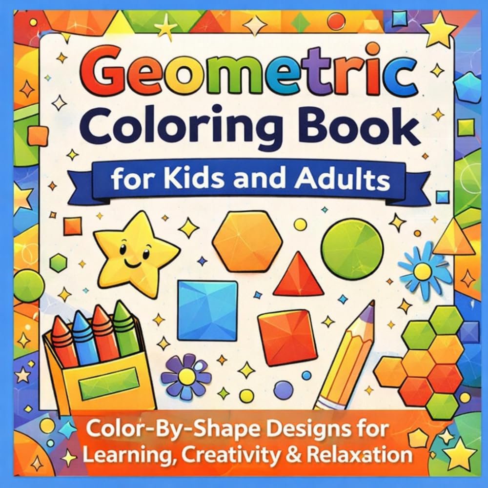 Geometric Coloring Book for Kids and Adults: Color-By-Shape Fun with Creative Patterns, Animals & Everyday Scenes