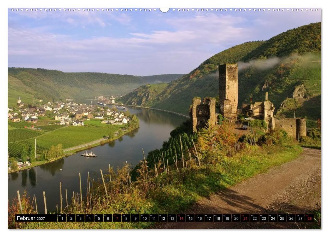 CALVENDO - Entlang der Mosel (Wandkalender 2027 DIN A2 quer), Monatskalender: Fotos von alten Burgen und Weinbergen entlang der Mosel begleiten Sie mit diesem Kalender durch das Jahr.