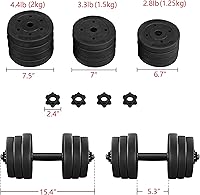Vista 3 de Yaheetech Adjustable Dumbbells Weight Set Dumbbell Weights Exercise & Fitness Equipment w 4 Spinlock Collars for Women & Men Home Gym Strength