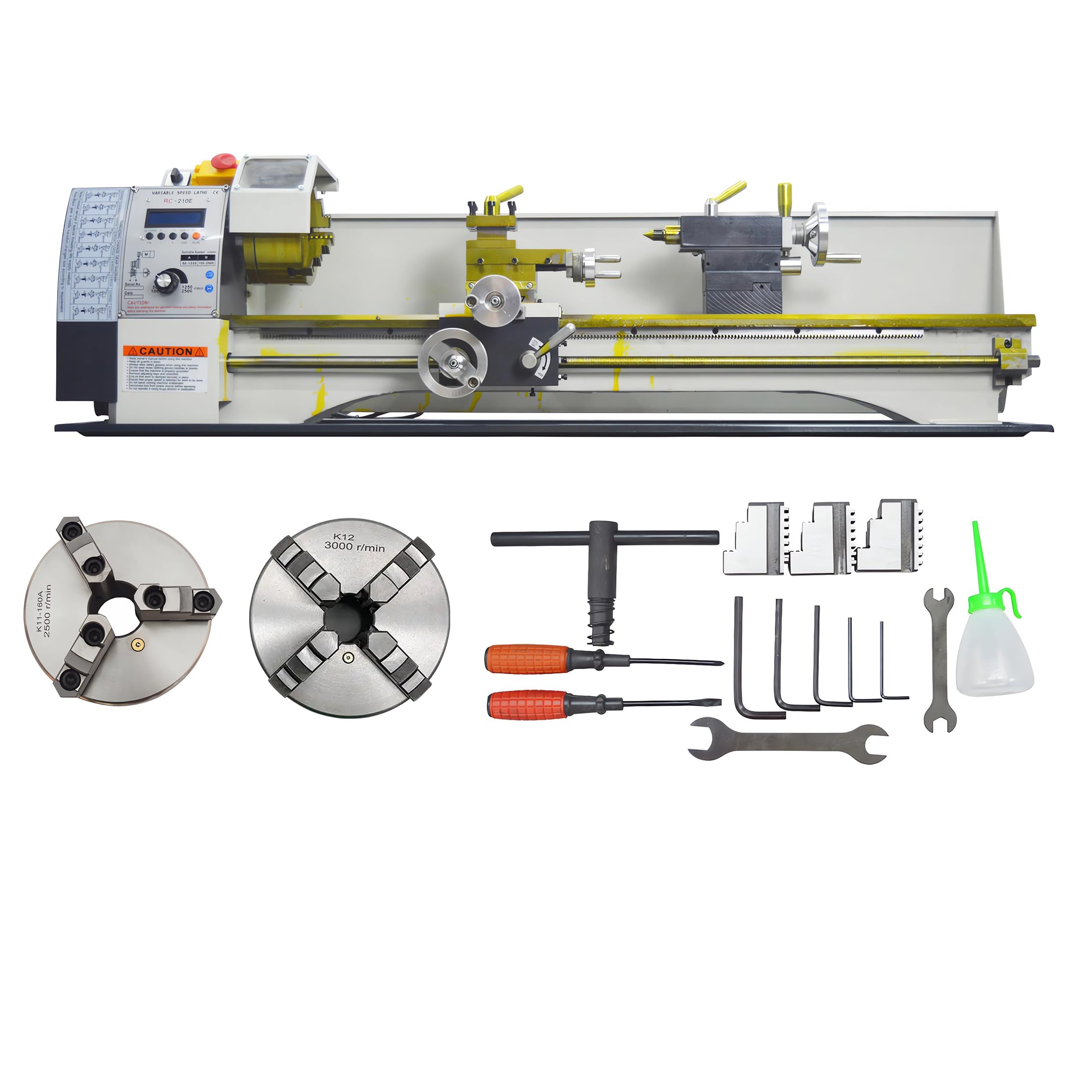 INTSUPERMAI 8"× 24" Mini Metal Lathe Electronic Leadscrew Gearless Precision Benchtop Metal Lathe Hobby DIY Metal Lathe 50-2500rpm Variable Speed with 4 Jaw/3 Jaw Chuck 110V