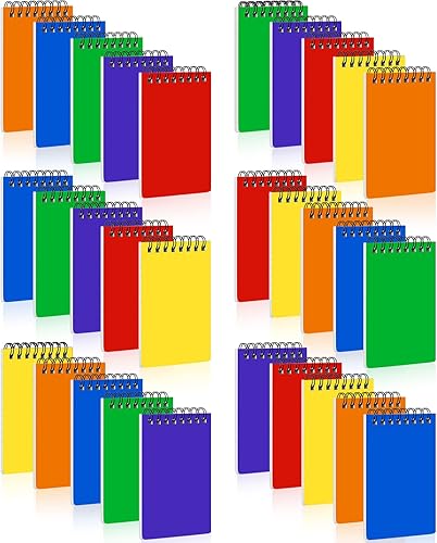 Paquete de 30 blocs de notas en espiral de 3 x 5 pulgadas, con espiral, encuadernado en alambre, cuaderno de rayas universitarias de colores