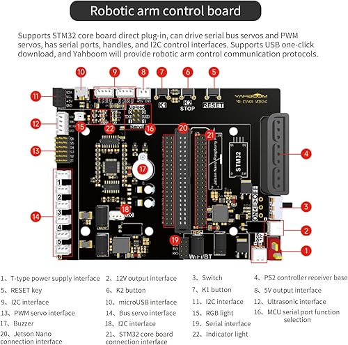 Vista 6 de Yahboom Brazo robot para Jetson Nano 4GB 6-DOF AI mano robótica para adultos controlada por aplicación ROS robótica de código abierto programable
