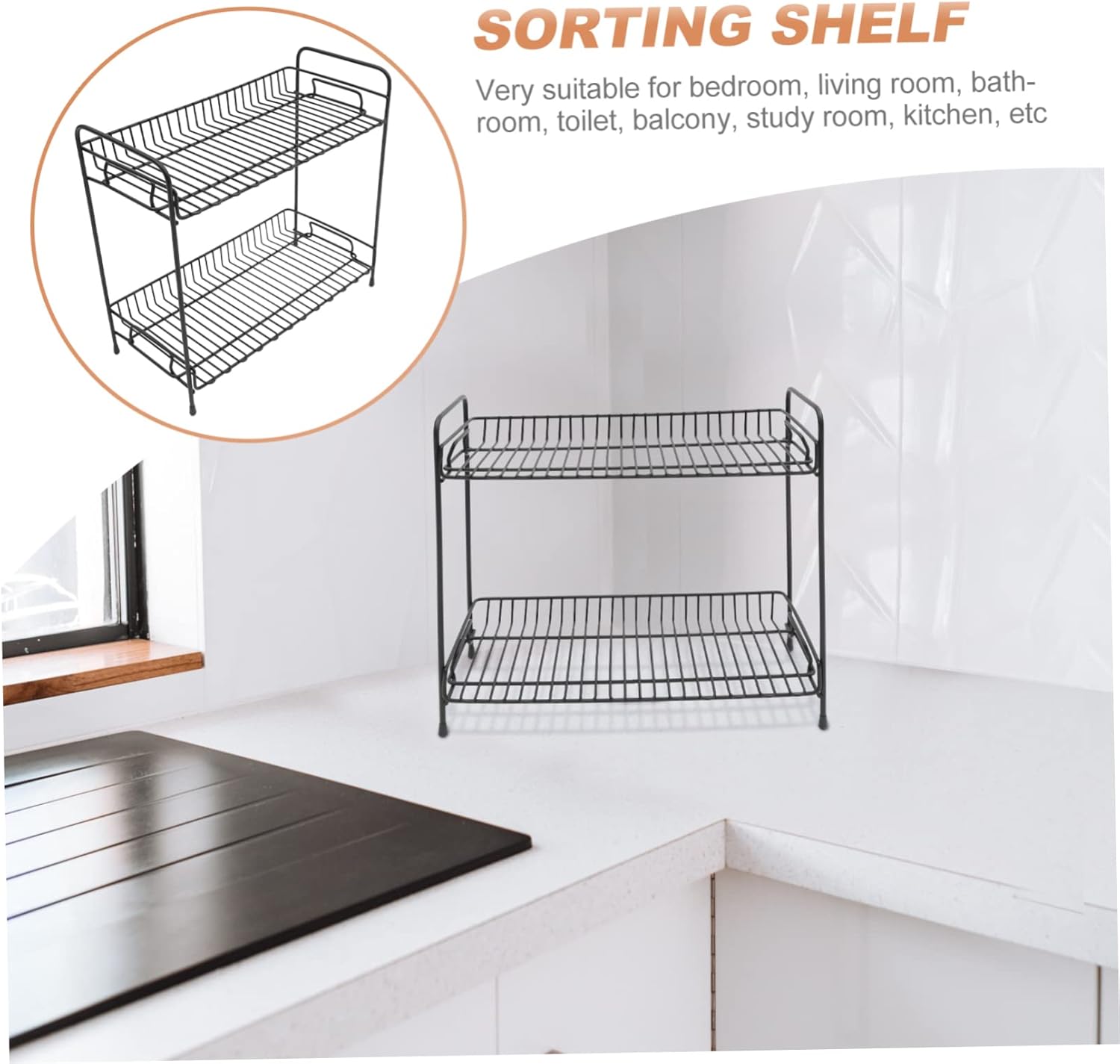 CHILDWEET 1pc Kitchen Spice Rack Multifunctional Storage Organizer for Sauces and Condiments Easy Installation Elevated Design for Bottles Lightweight and Elegant Kitchen Shelf