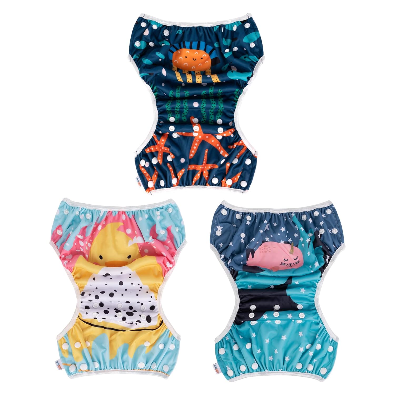 ALVABABY Large Cloth Swim Diaper 3pcs Baby/Toddler/Infant Snap Reusable Adjustable Swimming Diaper Baby Boy and Girl 3ZSWY28 - Image 3