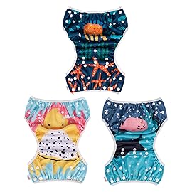 ALVABABY Large Cloth Swim Diaper 3pcs Baby/Toddler/Infant Snap Reusable Adjustable Swimming Diaper Baby Boy and Girl 3ZSWY28