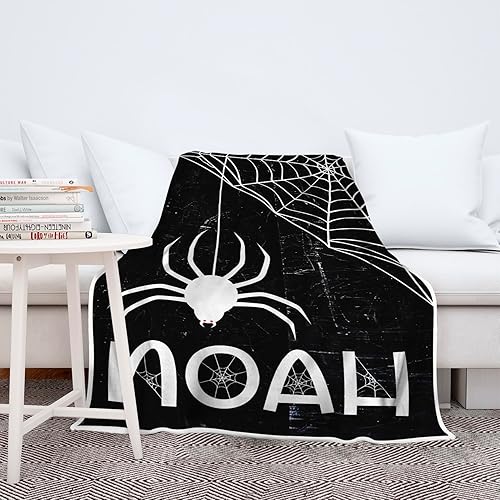 Miniatura 3 de Manta de telaraña personalizada, manta de Halloween, manta de forro polar suave y acogedora con nombre personalizado, manta gótica