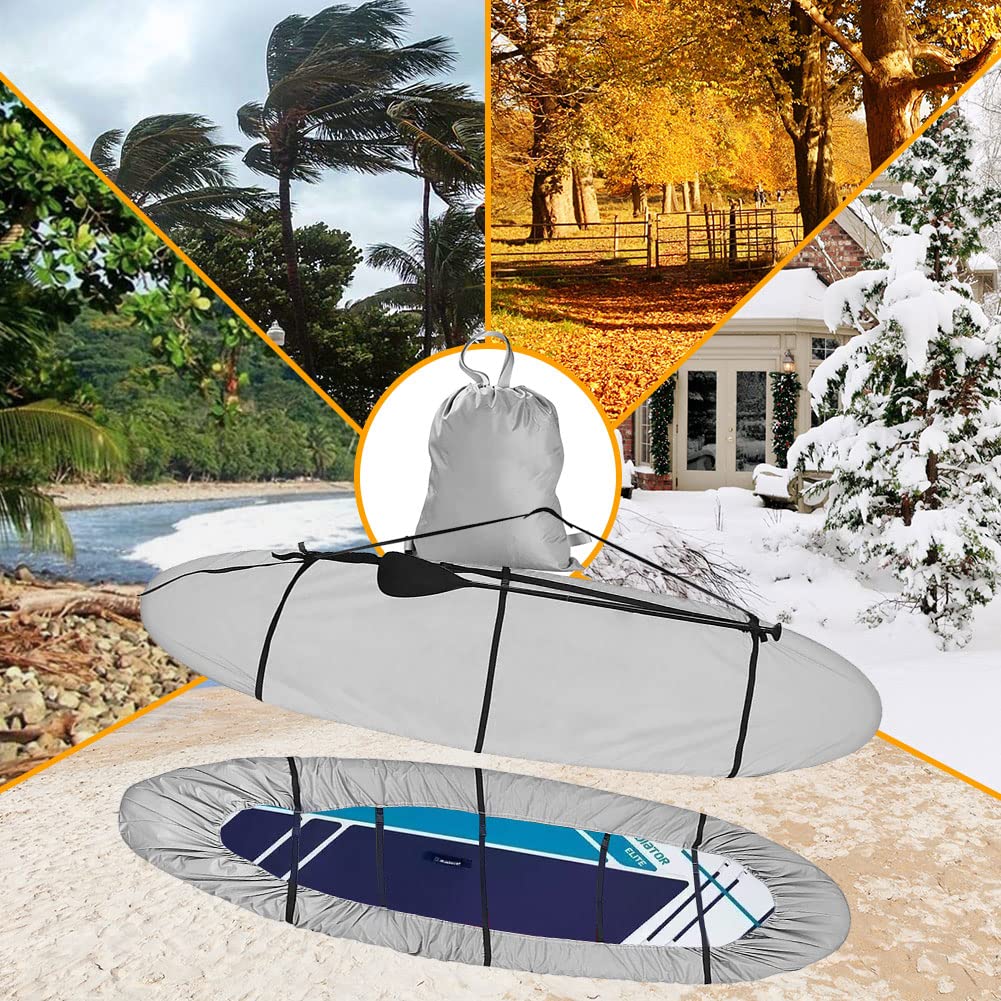 Copertura per Kayak, 420D Impermeabile Protezione UV Copertura Kayak Canoa con Bande e Spallacci Regolabili per Barca da Pesca/Kayak/Canoa/Scheda da Paddle (3.1~3.5m/10.2ft~11.4ft)