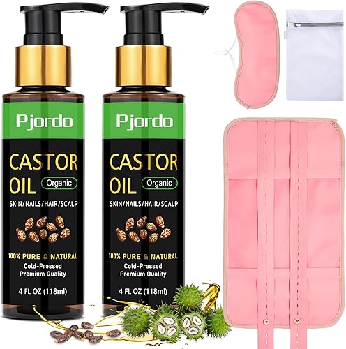 Pjordo Paquete de 5 unidades de aceite de ricino para cintura y cuello, paquetes de aceite de ricino para desintoxicación del hígado, aceite de