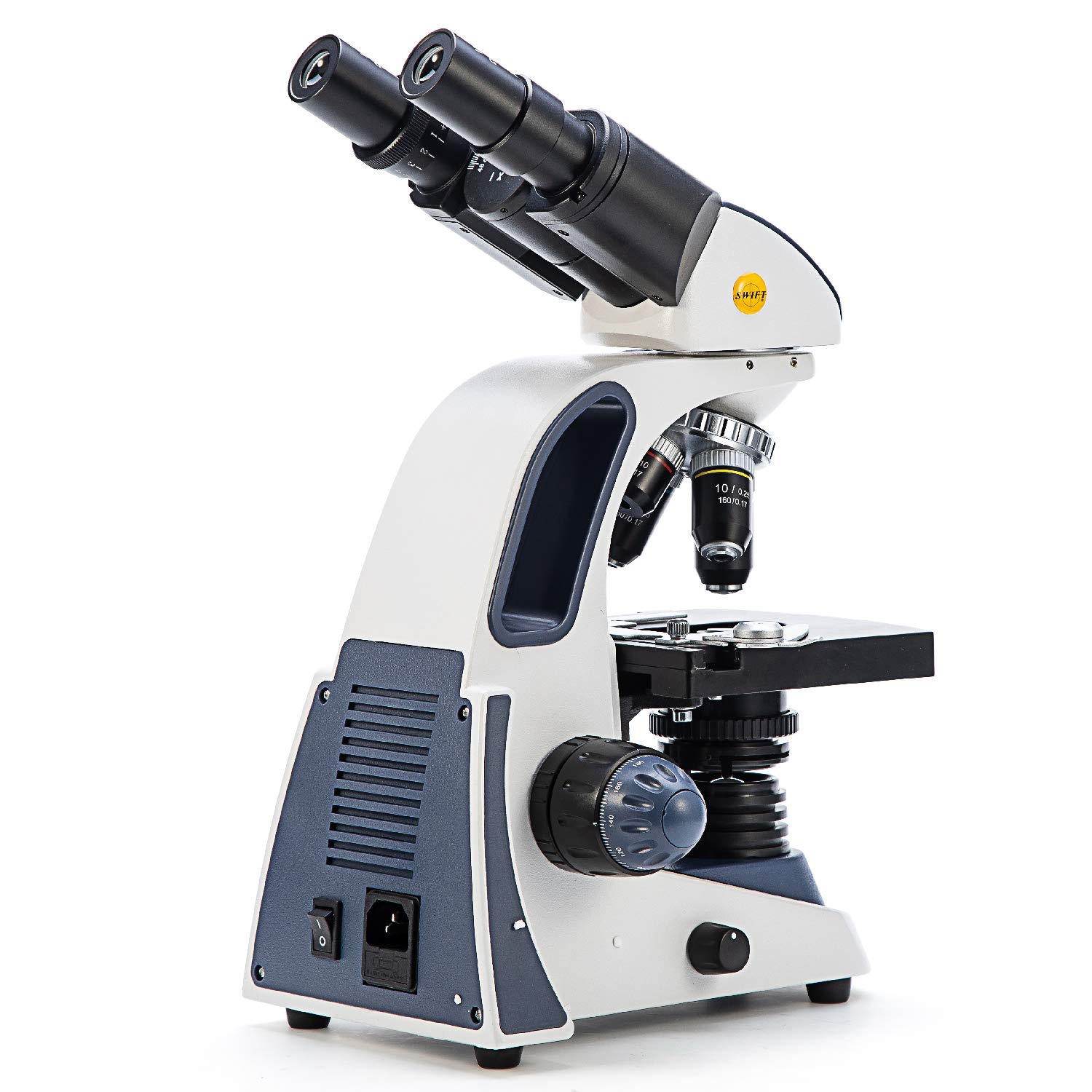 SWIFT Microscopio Binoculare Composti SW380B,40X-2500X,Microscopio da Laboratorio a Livello di Ricerca con Oculari Wide-field 10X e 25X, Testa Siedentopf