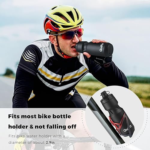 Miniatura 5 de QuiFit Botella de agua para bicicleta, paquete de 24, botellas exprimibles de 24 onzas  32 onzas, sin BPA, a prueba de fugas, jarra deportiva
