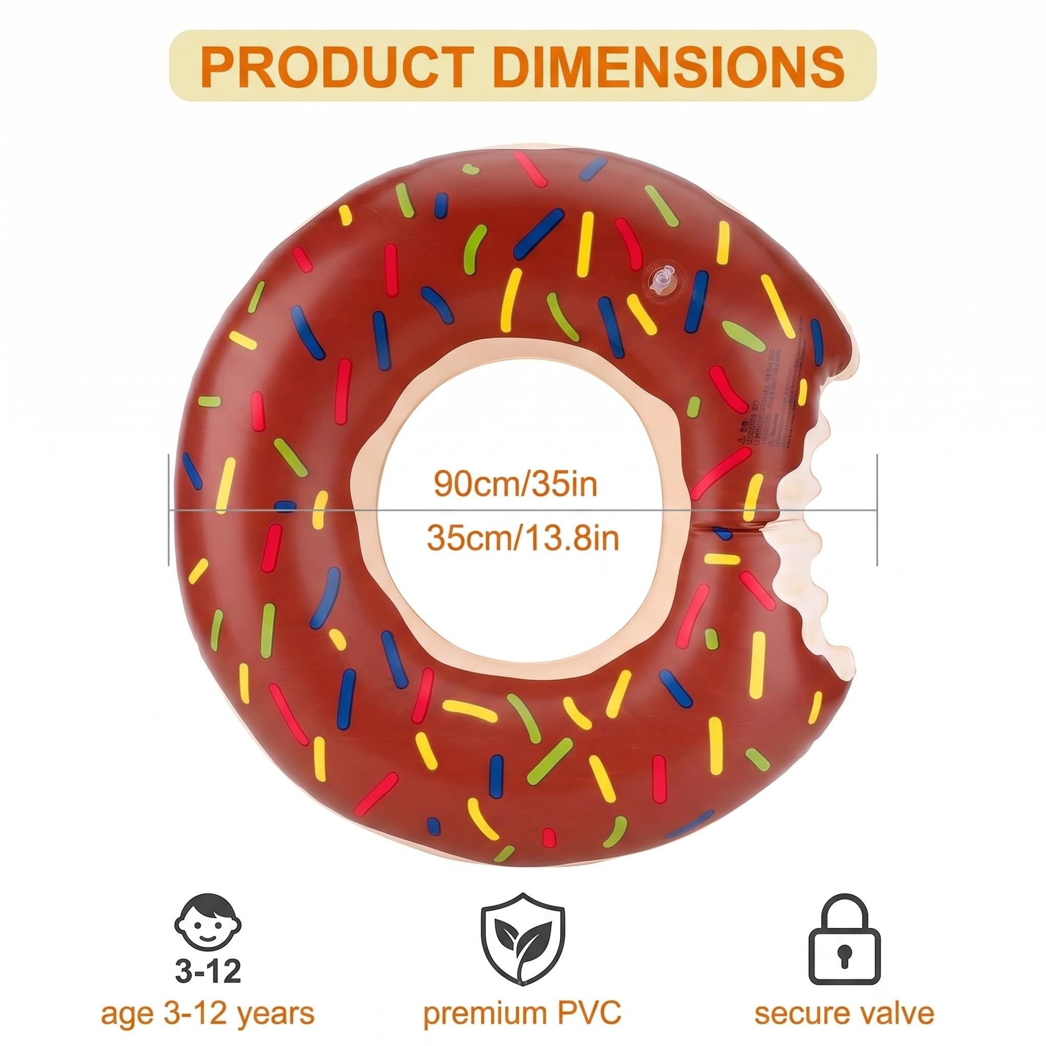Flotador Donut Inflable para Niños 3-12 Años, 1 Pieza, Anillo de Natación Seguro y Estable para Piscina y Playa, Ideal para Diversión Acuática