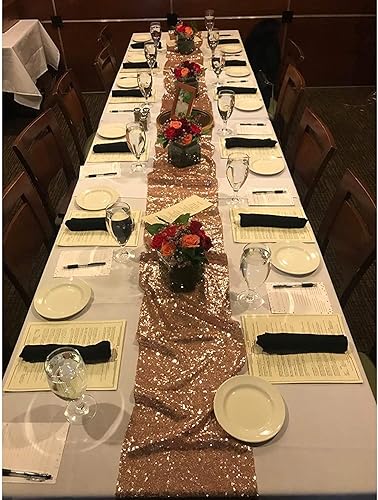 Miniatura 10 de PartyDelight Paquete de 12 caminos de mesa de lentejuelas azules de 12 x 72 pulgadas para bodas, fiestas, baby shower, Navidad.