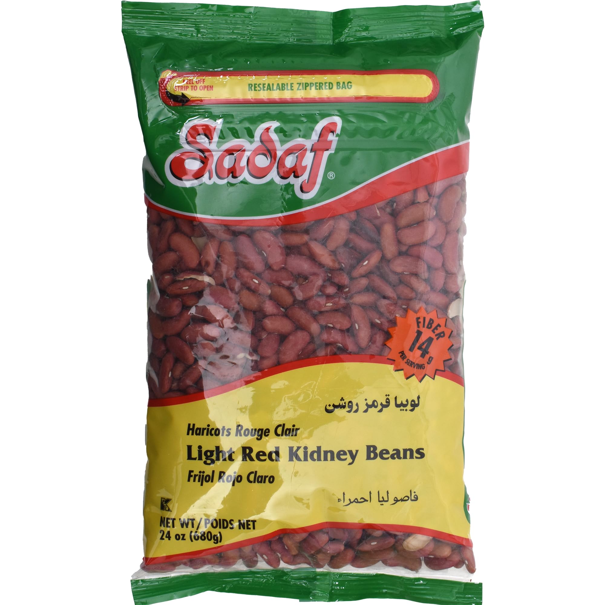 Sadaf Light Red Kidney Beans - Dried Kidney Beans for Cooking & Food Flavoring - Dried Beans - Kosher - 24 oz Resealable Bag