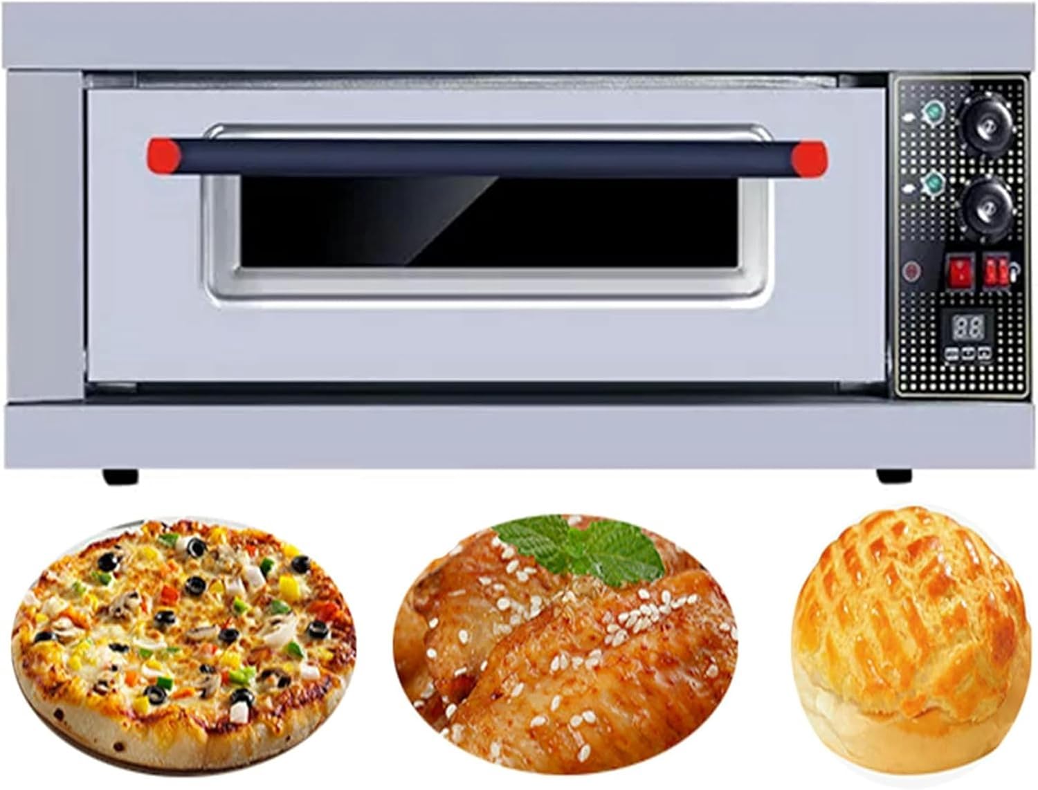 Commercial Pizza Oven Countertop,Single Deck Layer, 220V 3200W Stainless Steel Electric Pizza Oven,Multipurpose Indoor Pizza Maker for Restaurant Home Pretzels Baked
