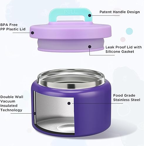 Miniatura 3 de MAISON HUIS Termo de sopa de 8 onzas con boca ancha, aislado al vacío, con aislamiento térmico, para alimentos fríos y calientes, recipiente de