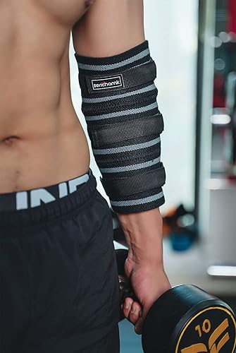 Miniatura 4 de Serichamk Mangas de compresión ajustables para levantamiento de pesas de 0.276in de grosor para brazos, hombres, coderas para levantamiento de