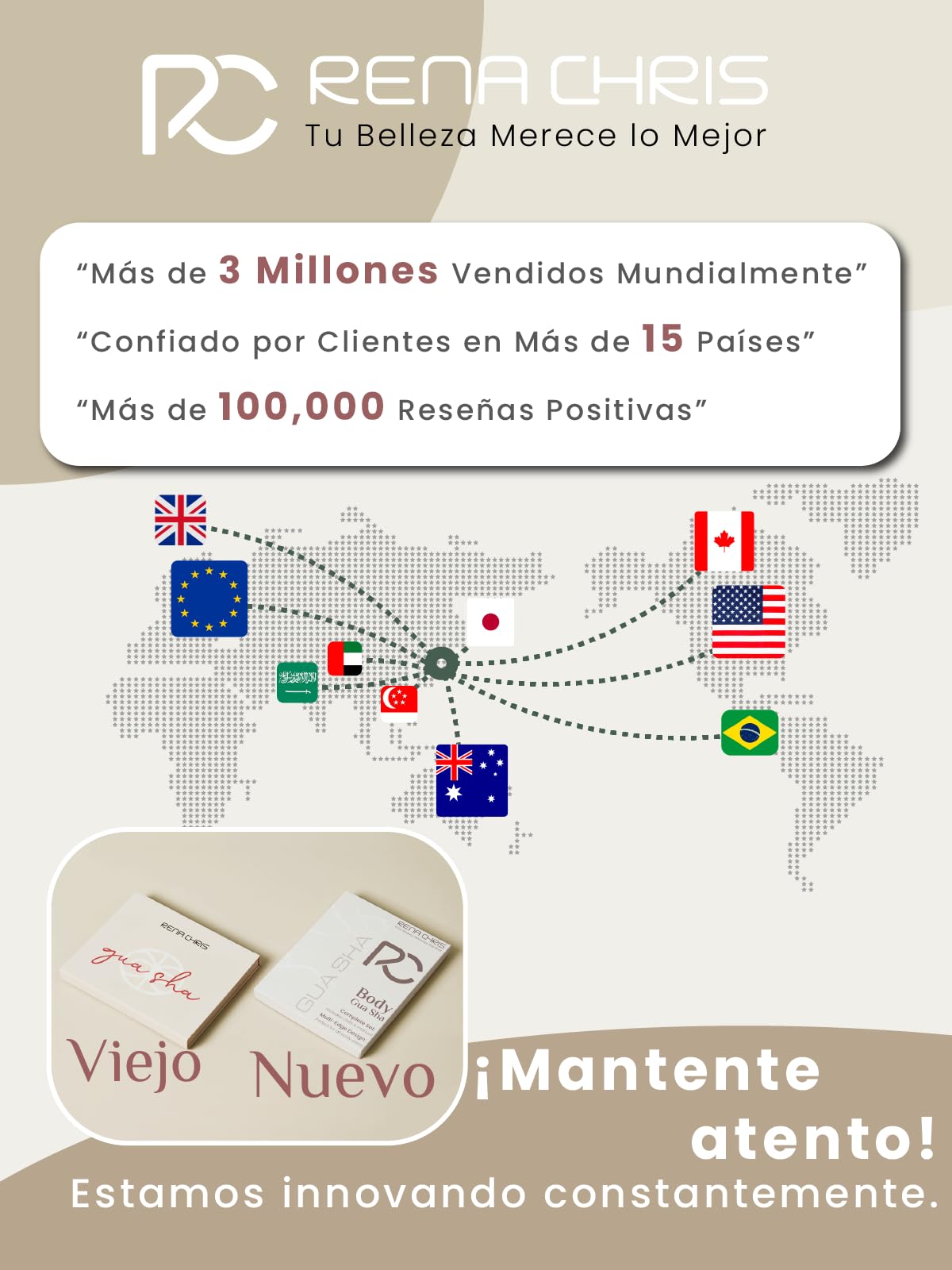 Rena Chris Gua Sha Metal Facial Masajeador,Piedra GuaSha Facial de Acero Inoxidable para Esculpir la Línea de la Mandíbula,Eliminar las Bolsas de los Ojos, Regalos para el Cuidado de la Piel(Plateado)