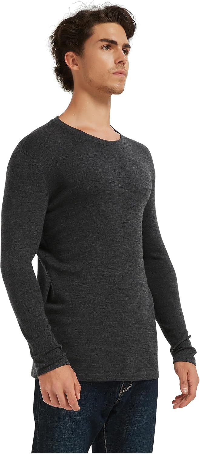 100% Merino Wool Base Layer Mens, Midweight Long Sleeve Thermal Shirts, No-Odor Underwear (US, Alpha, Medium, Regular, Regular, Charcoal Grey) - Image 2
