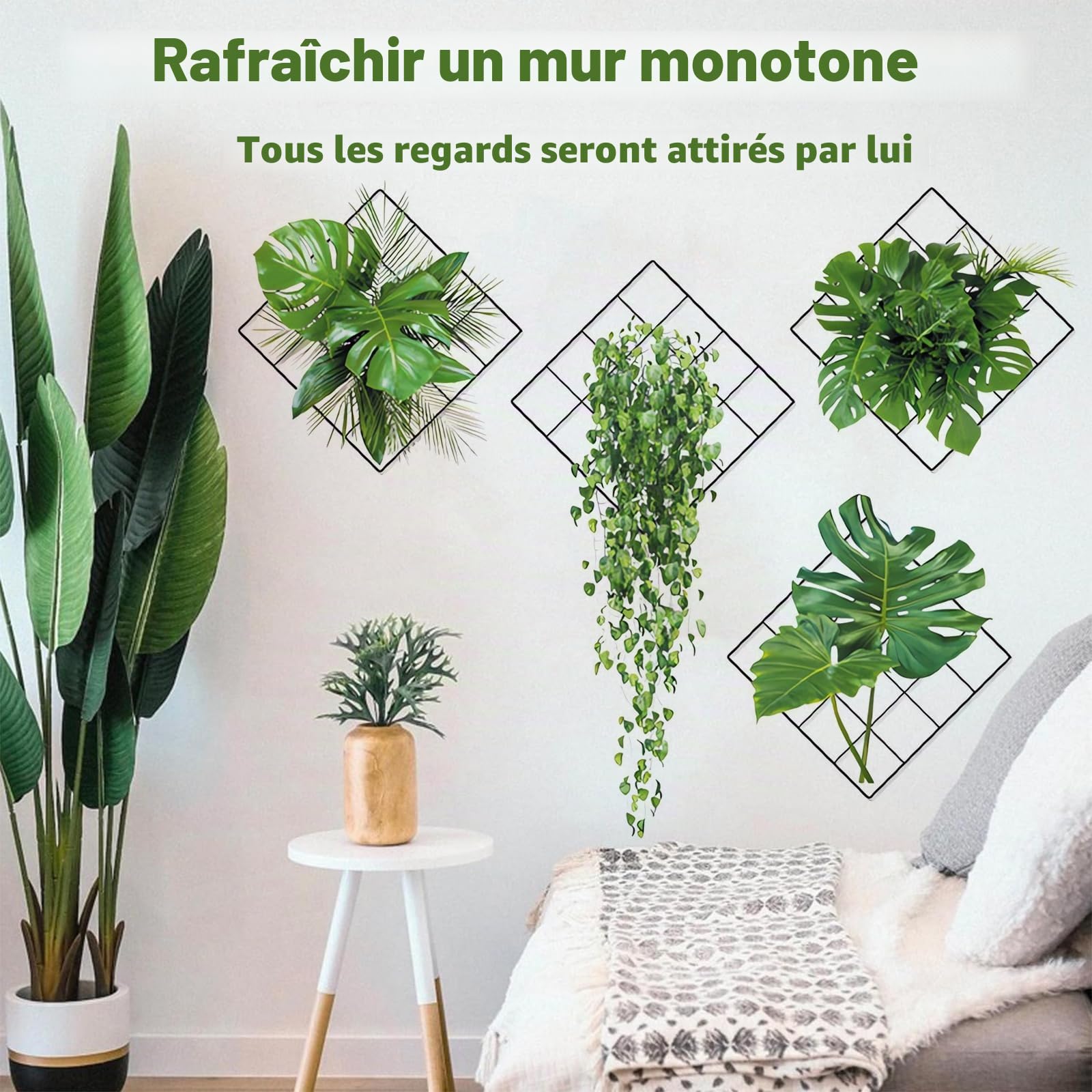 5 Pcs Stickers Muraux Végétaux Autocollants Muraux 3D Adhésif et résistant | Stickers Muraux Cuisine stickers muraux pour porte plante Adaptés à la Chambre, au Salon, au Bureau, à la Cuisine (A)