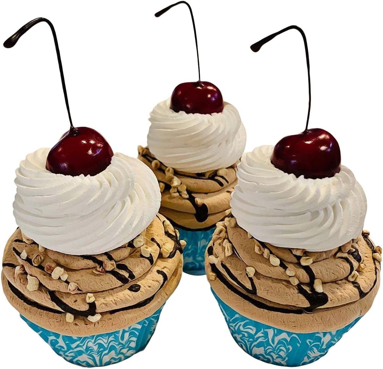 Fake Cake Cupcakes-Chocolate Cherry Cupcakes- Set of 3- Handmade by Dezicakes- Fake Cake -Artificial Cupcakes
