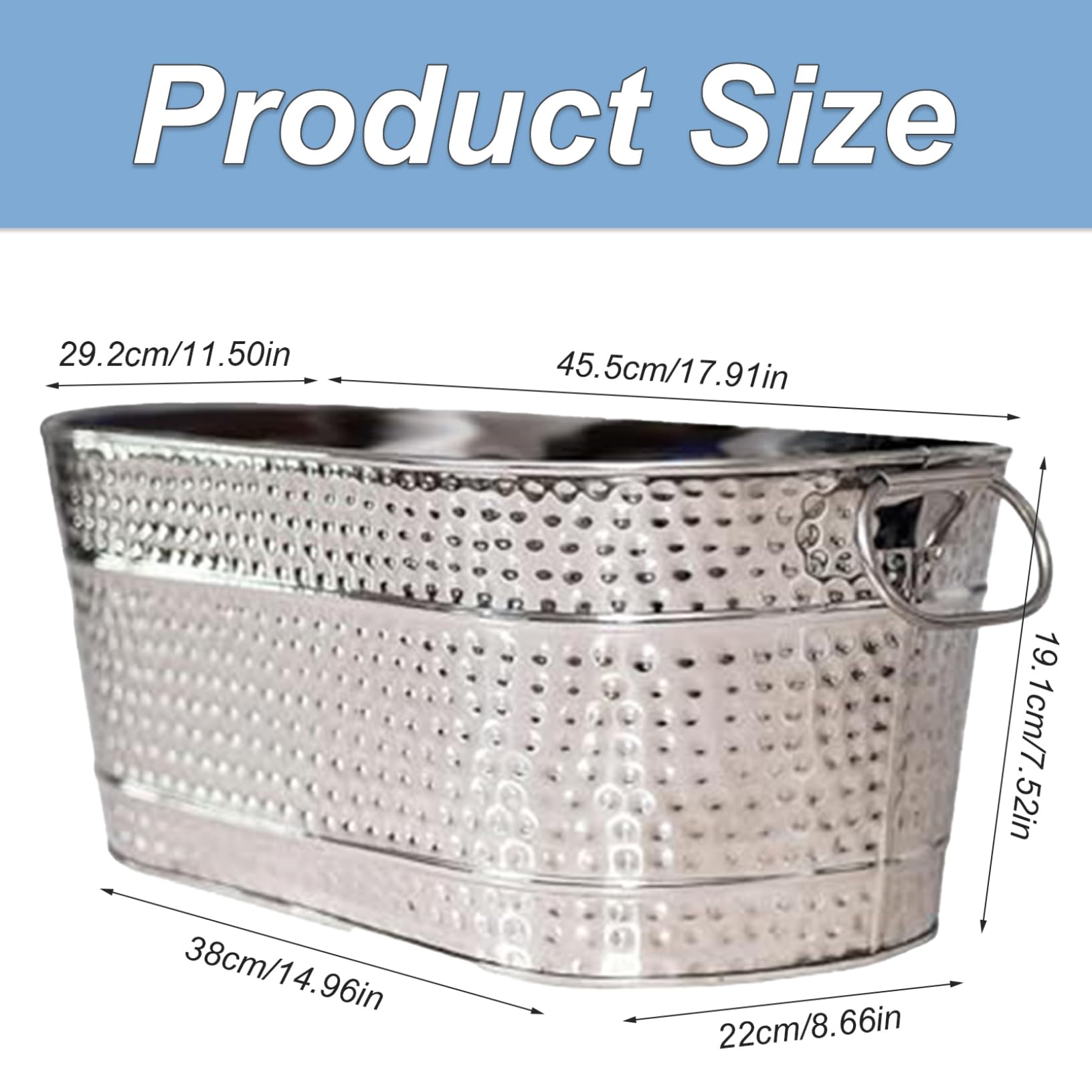 Beber cubos para fiestas, bañera de metal de 15qt, bañera galvanizada cubo de hielo cubas de bebida de metal grandes para fiestas bañera de cerveza con manijas de transporte para cócteles de champán