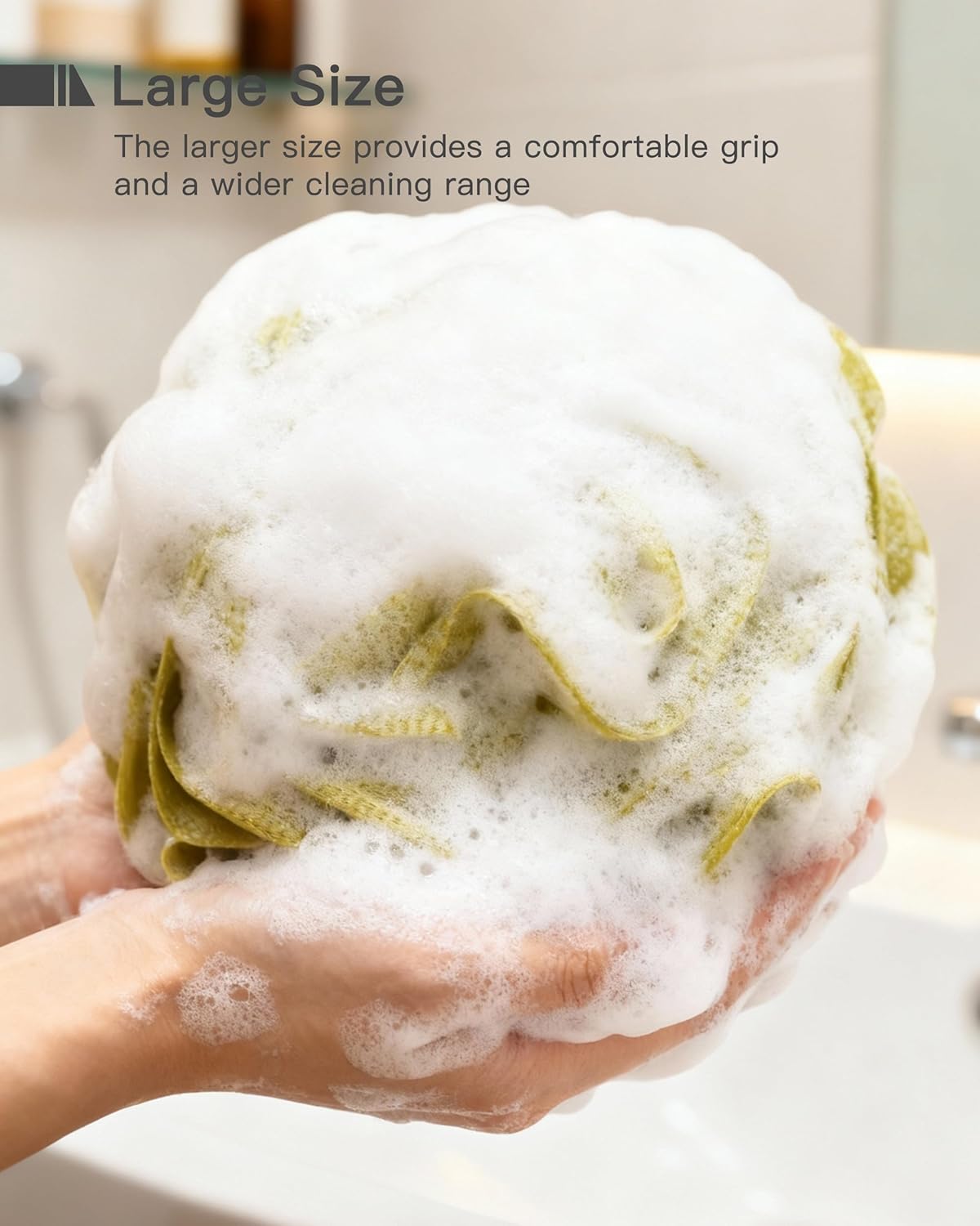 Large Loofah Bath Sponge 70g, 6.3 Inch Exfoliating Shower Loofah, Soft Durable PE Mesh with Reinforced Knotting, Rich Lather Body Wash Scrubber, Sweet Little Gifts Set (C-4Pack) - Image 2