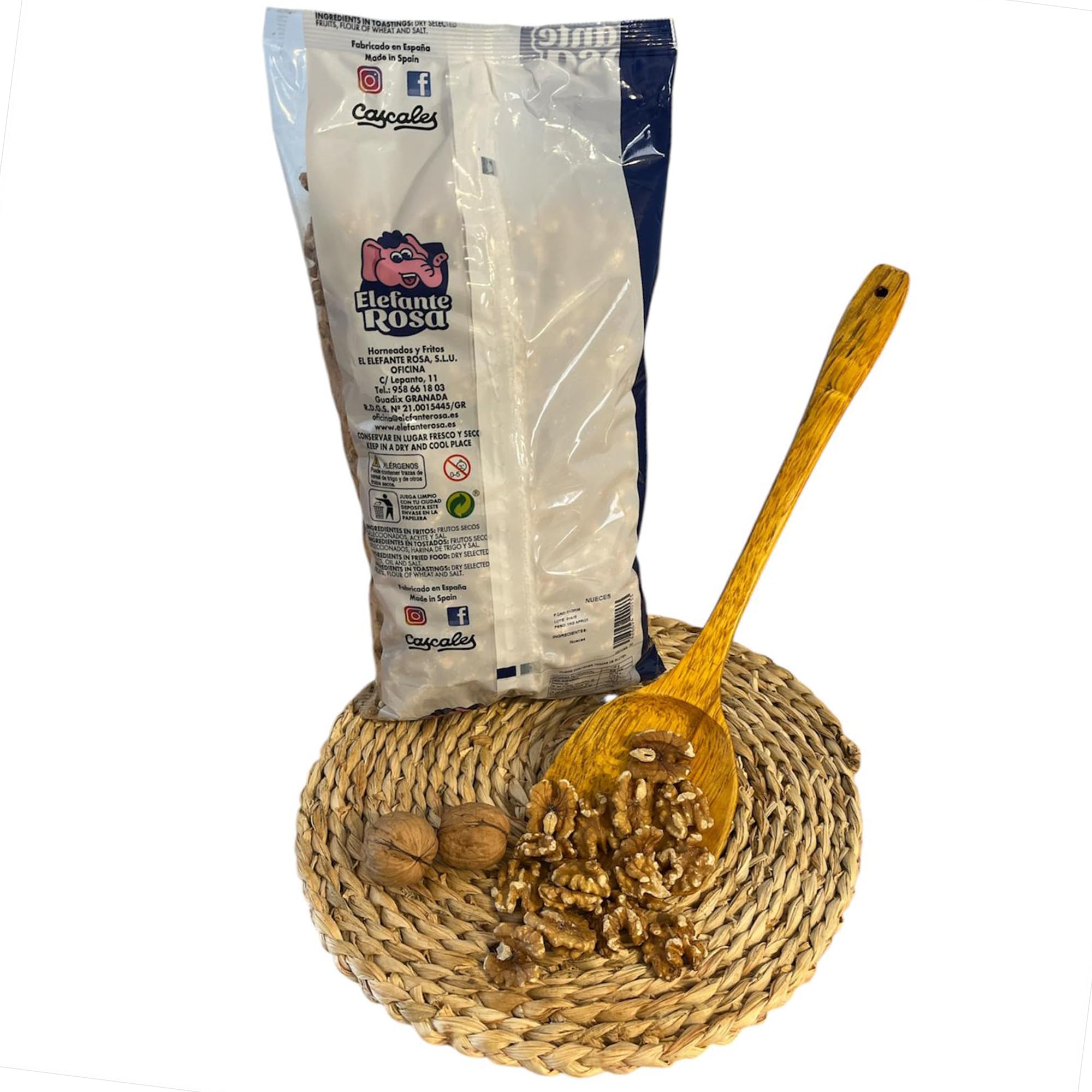 El Elefante Rosa Nueces Peladas Crudas 1kg Mitades Naturales Snack Saludable