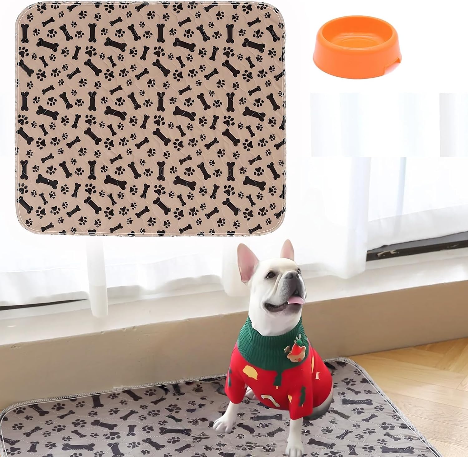 Pheromone-Infused Dog Potty Pads Reusable and Washable, These Quick-Absorbing, Leak-Proof Training Pads are Ideal for Indoor use and as Puppy Pads for crates. (Beige, L-32X35)