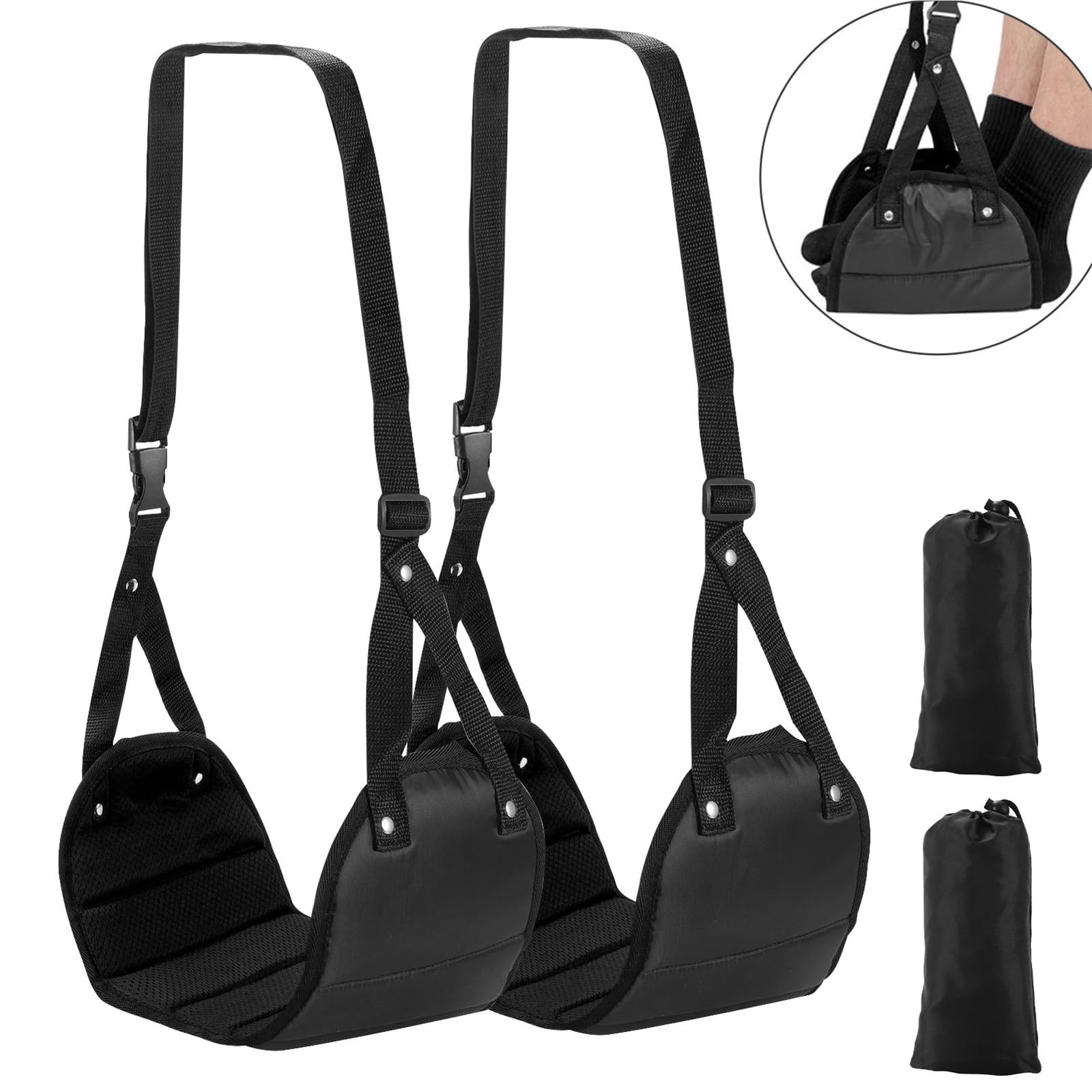 Reposapiés de avión for viaje, hamaca for pies ajustable con bolsa almacenamiento, pierna descanso, longitud, 2 uds
