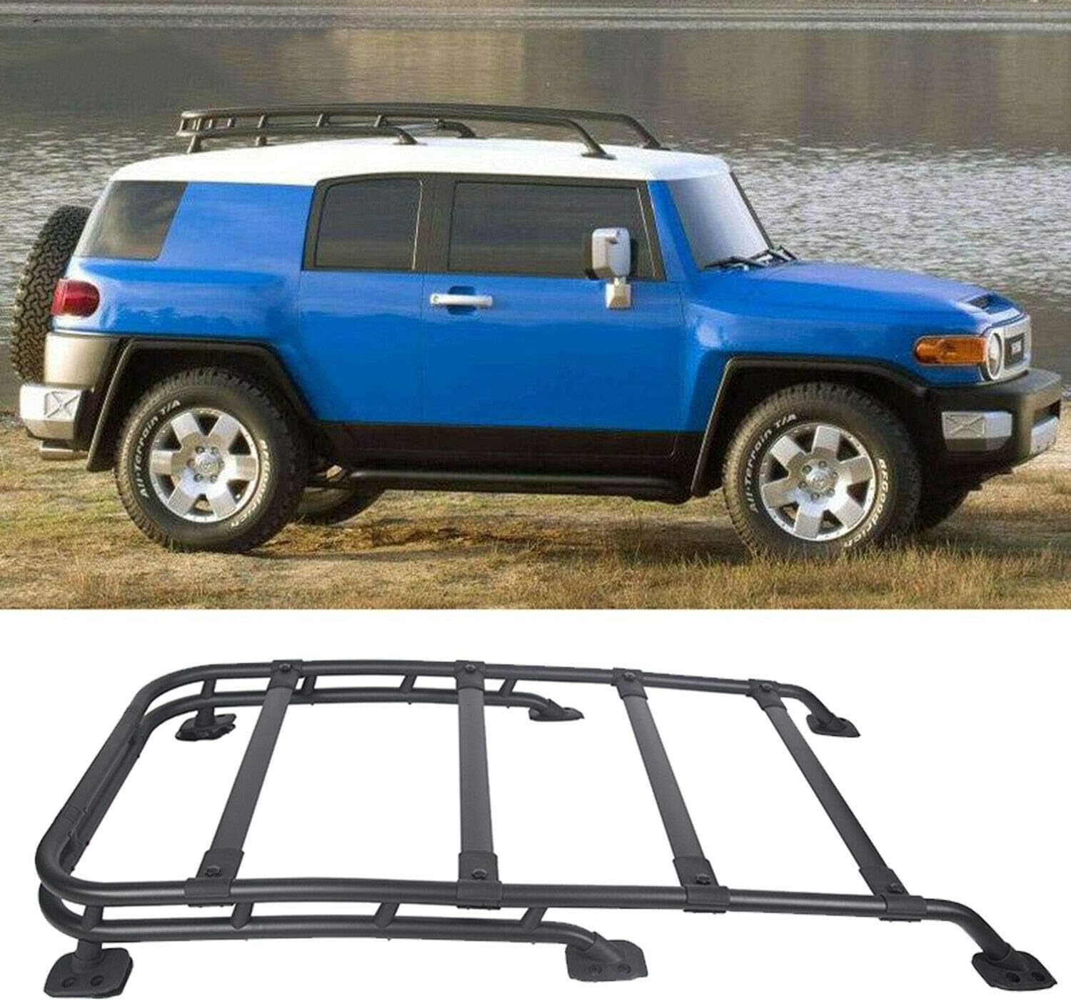 JJY Roof Rack Top Cargo for 07-14 Toyota FJ Cruiser Factory Style Black Aluminum