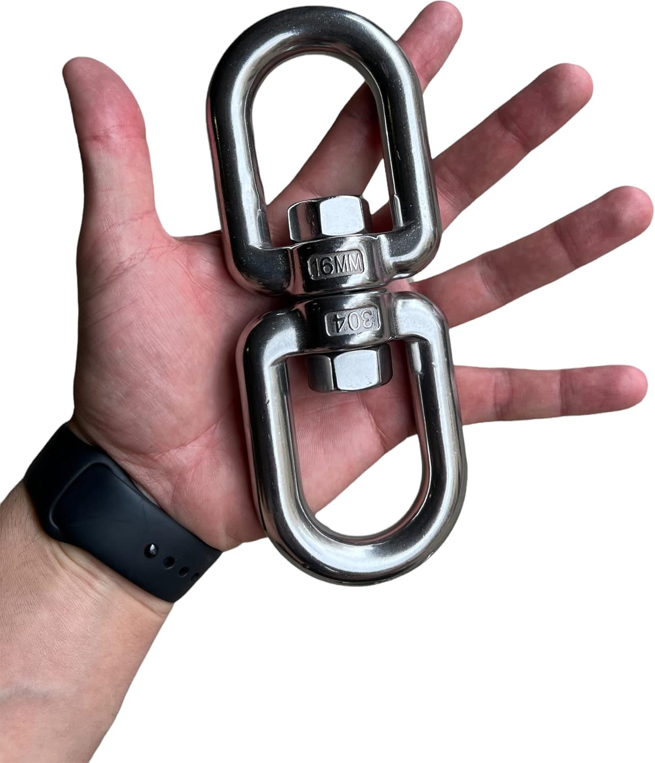 Stainless Steel Swivel Double Eye Swivel Marine Saltwater Grade Industrial (16mm, 1)