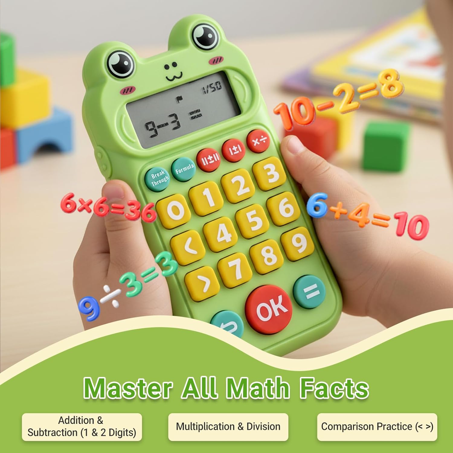 Umimile Math Games for Kids Ages 5-12, Math Toys for Kids 5-7 8-12, Portable Mental Math Trainer with 4 Logic Games and 50,000+ Questions, Addition Subtraction Multiplication Division Learning Games