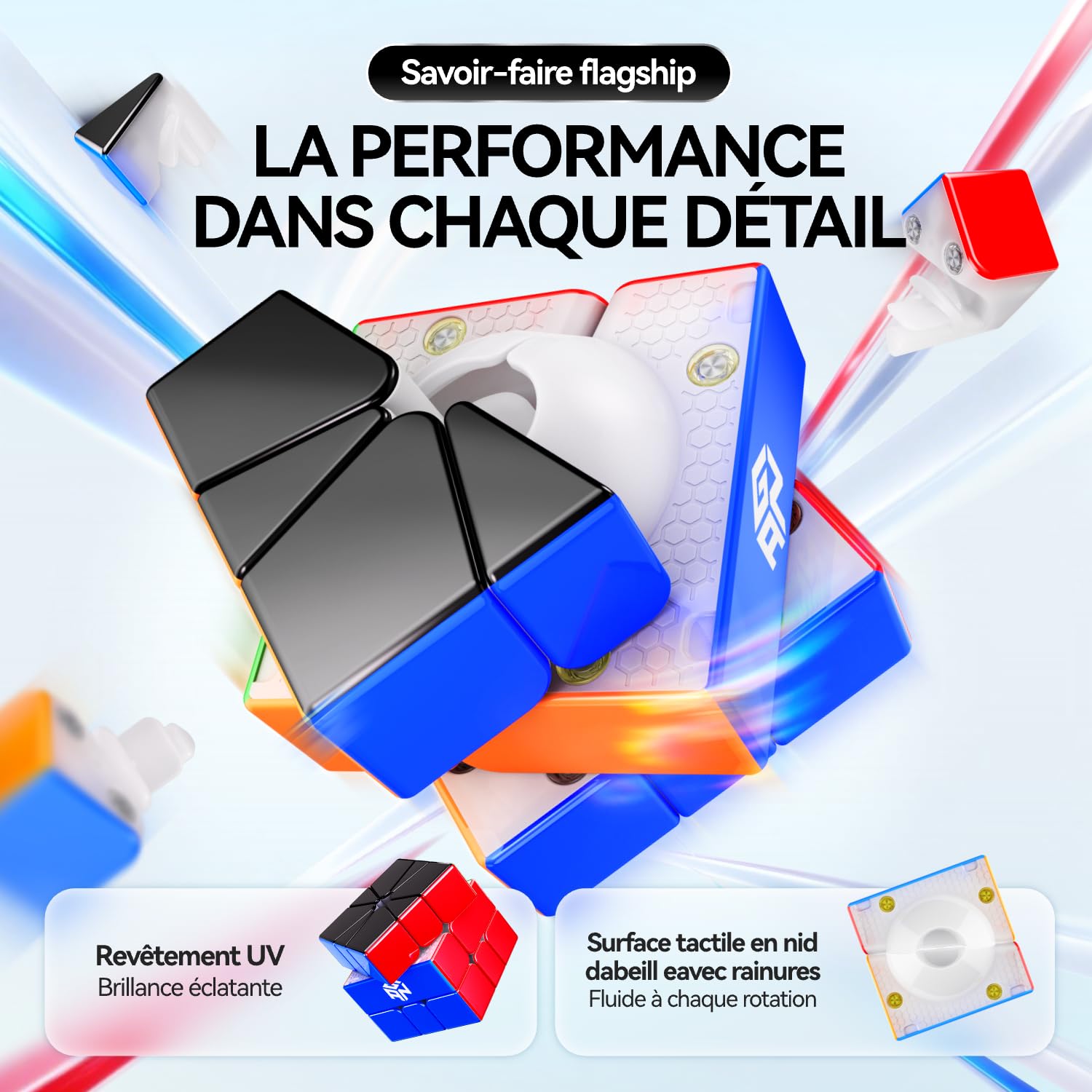 GAN Square 1 Black Top UV Maglev Speed Cube Magnétique 36 Aimants
