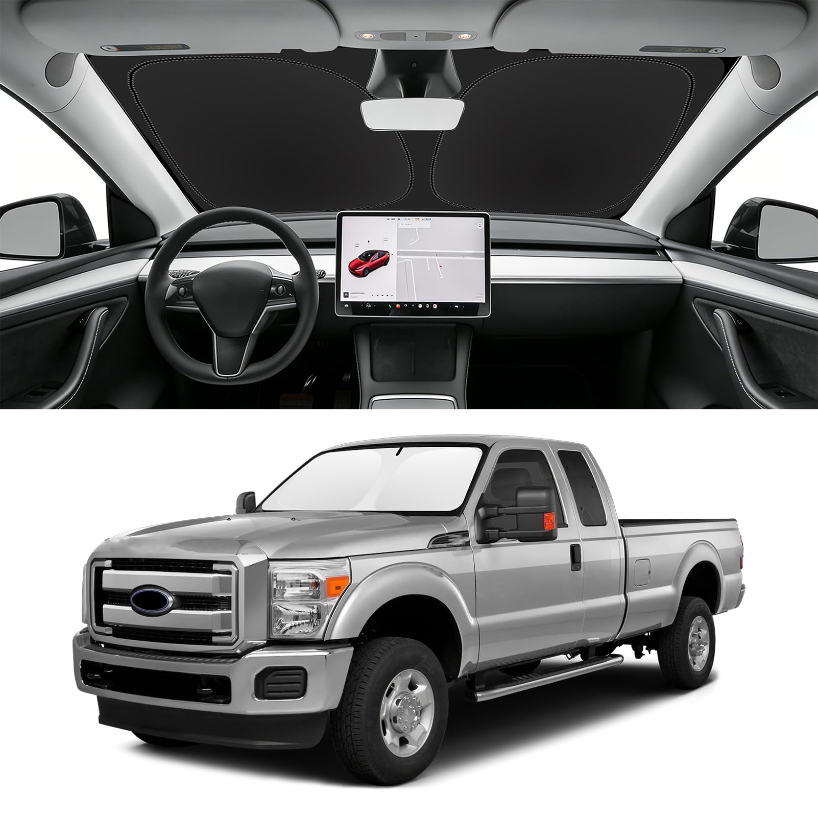 Custom Fit Windshield Sun Shade for Ford F250 F350 F450 2008-2016