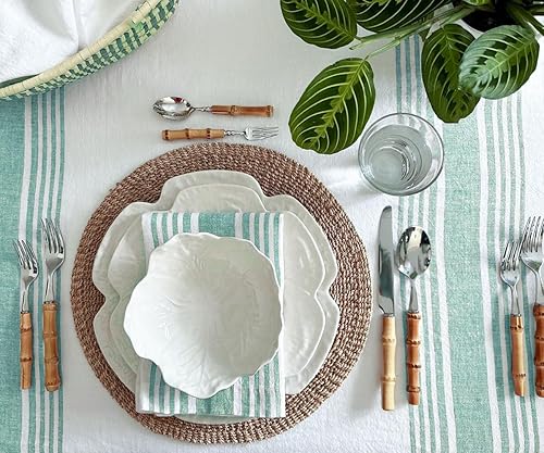 Miniatura 6 de Servilletas de cena verdes, juego de 4, 100% lino puro, servilletas de rayas francesas, servilletas de lino lavado, servilletas verdes, servilletas