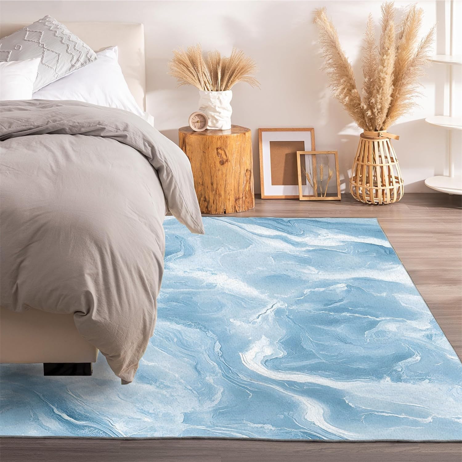 Modern Nursery Area Rug - 3x5 Rug, Soft Luxury Microfiber Rug for Entryway, Blue Rugs for Teens Kids Boys, Soft Non-Slip Blue Bedroom Rugs Carpet Floor Mats G202