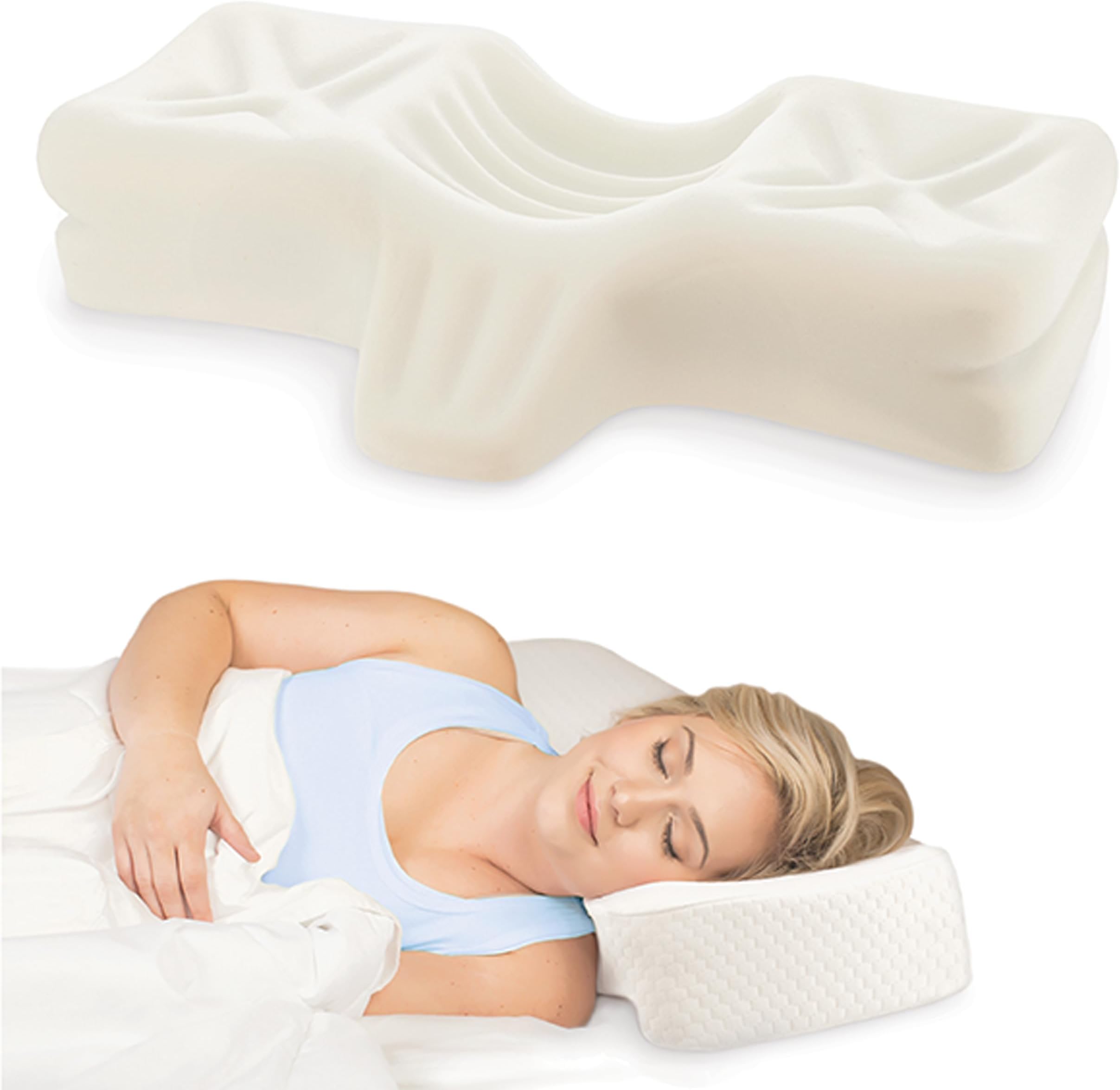 Therapeutica Lite Cervical Orthopedic Foam Sleeping Pillow; for Neck, Shoulder, and Back Pain Relief; Helps Spinal Alignment; Back and Side Sleeping, Medium Firm - Large