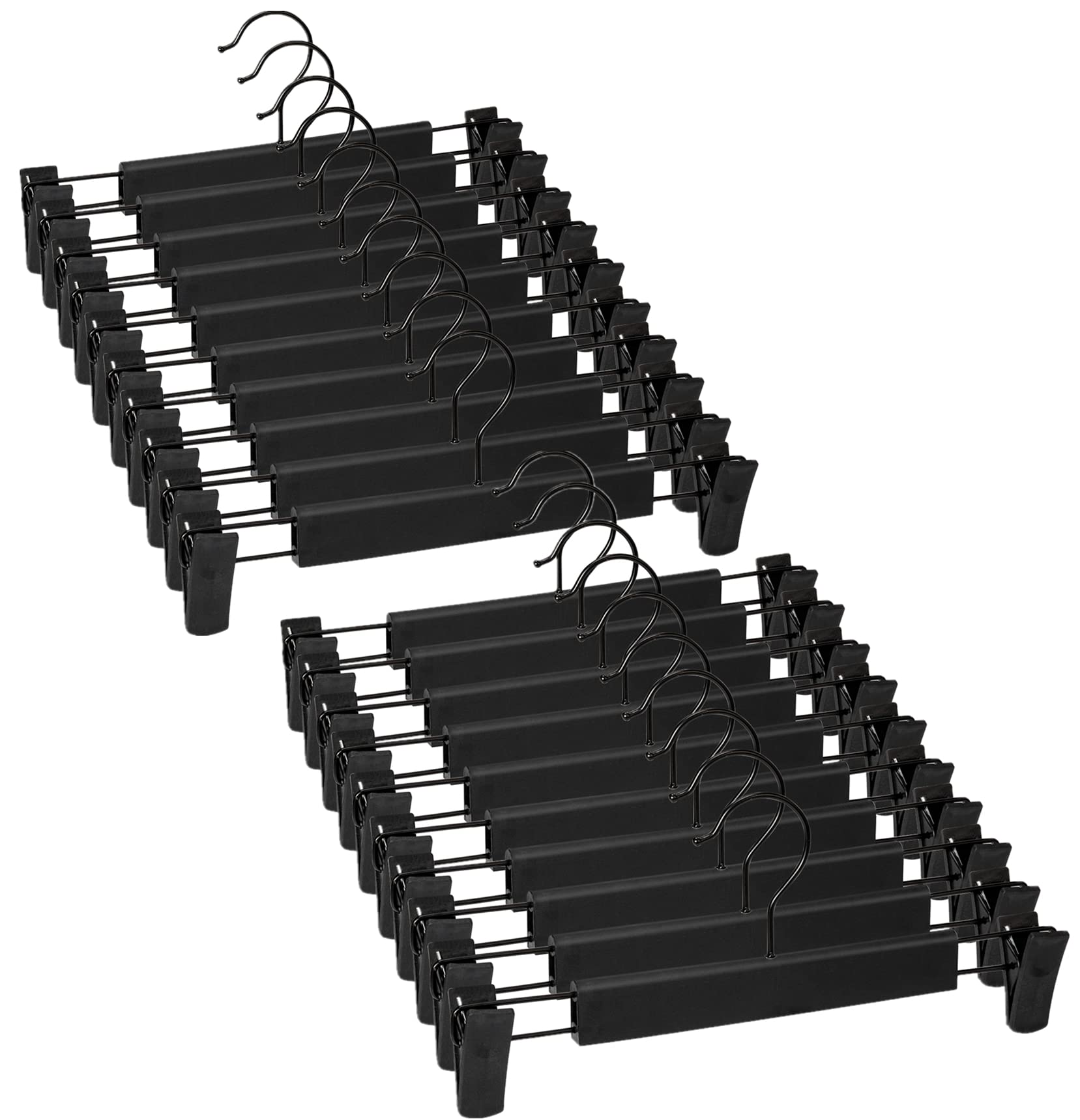 Lamitocs Skirt Hangers?Pants Hangers with Clips?360 ° Swivel Hooks Space Saving Hangers for Pants, Skirts, Clothes, Jeans (20Pack, Black)