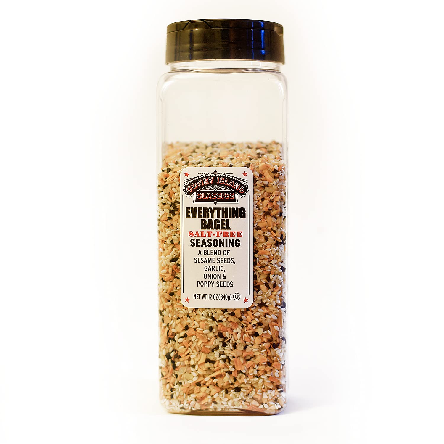 Everything Bagel SALT FREE Seasoning Premium Spice Blend With Sesame Seeds Onion Garlic And Poppy Seed Bulk Shaker Gluten Free Keto And Paleo 12 Oz (Container Style Might Vary)
