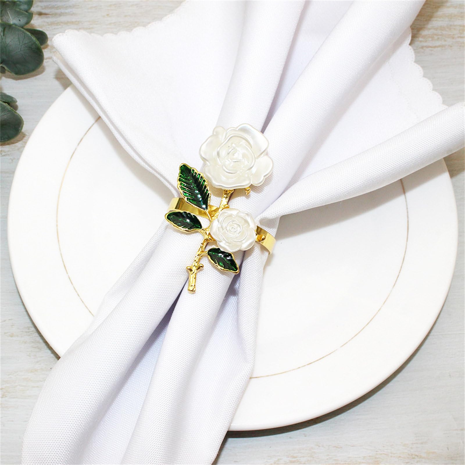 12 Ronds De Serviette Fleuris Blancs - Alliage Zinc - Pour Mariage, Noël, Décoration De Table