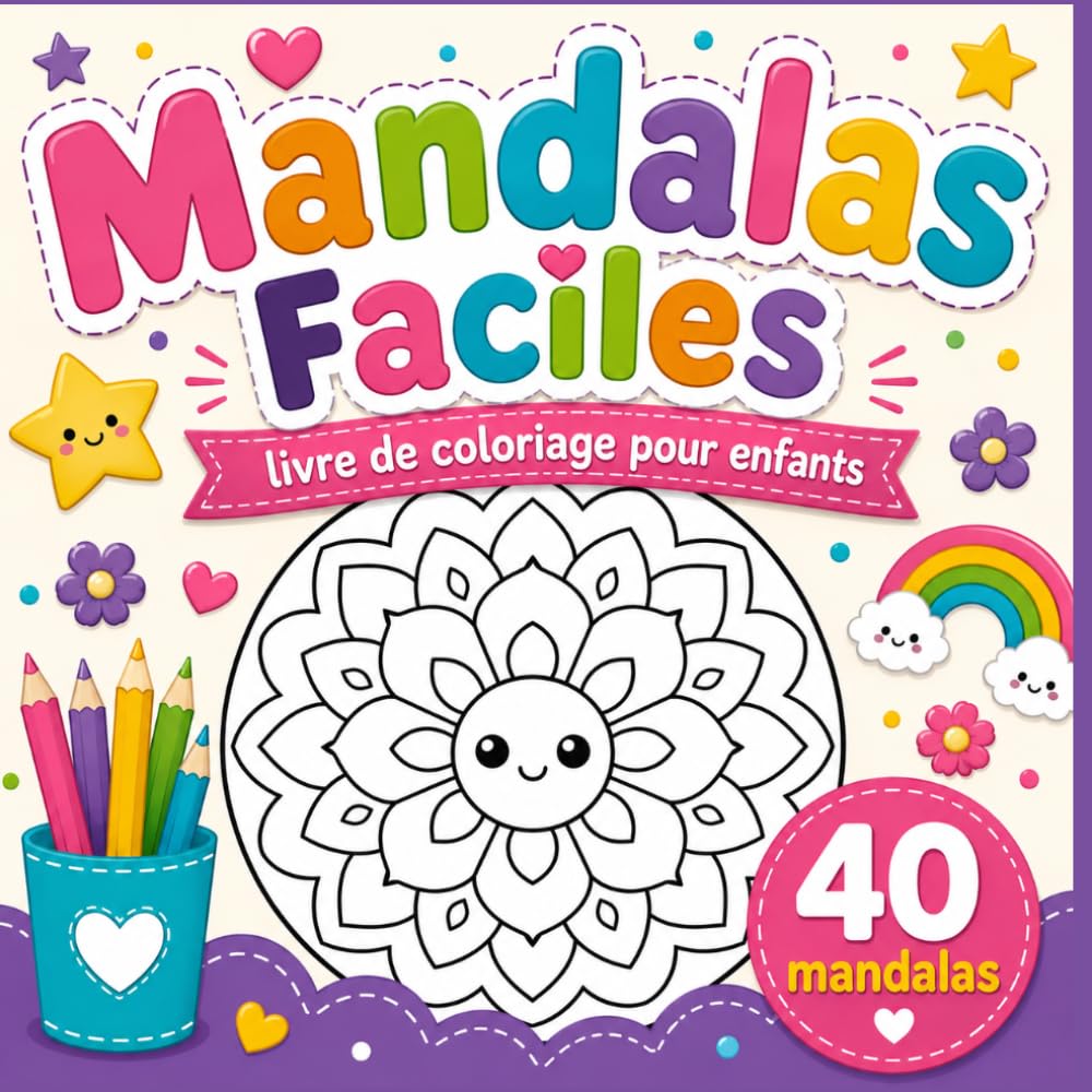 Mandalas Faciles Livre de Coloriage pour Enfants: Livre de Coloriage pour Enfants avec 40 Mandalas Simples, Amusants et Relaxants