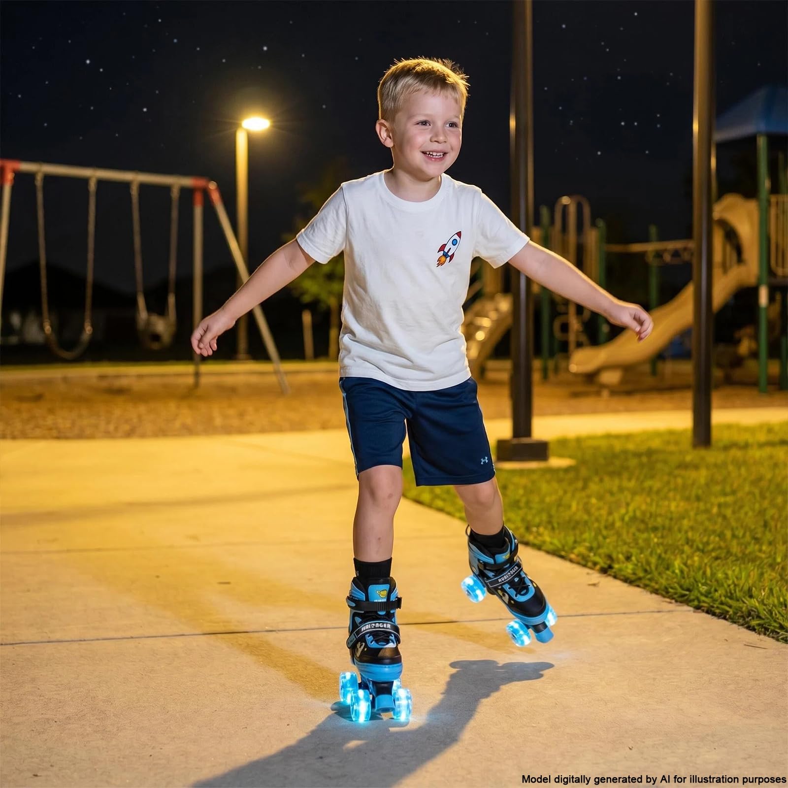 Patines de Ruedas Niños, Patines de Ajustables para Niñas y Niños con Ruedas Luminosas para Principiantes (Azul, S)