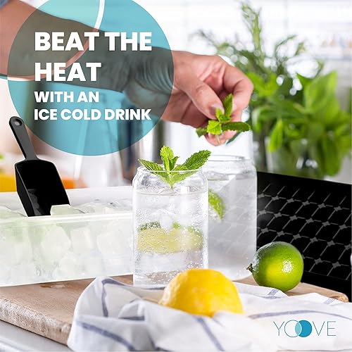 Miniatura 7 de Yoove Juego de bandejas de silicona para cubitos de hielo, incluye tapa antiderrames, cubo con tapa y cuchara, sin BPA, fácil de liberar, bandeja de