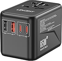 Vista 13 de LENCENT Adaptador universal de enchufe de viaje, adaptador de corriente internacional con doble salida de CA, cargador de pared mundial para EE. UU.