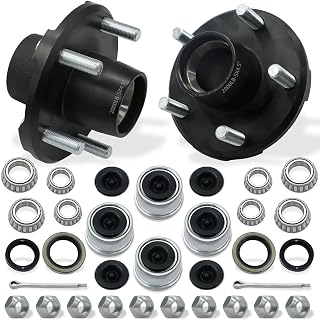 2 Sets 2000lb Trailer Hub Kit 5 Bolt 4.5" Trailer Hubs 5 Lug Fit 1" and 1-1/16" Trailer Straight Spindle Wheel Bearing Kit 5x4.5 Boat Trailer Axle Hub Kit Fit Straight Spindle
