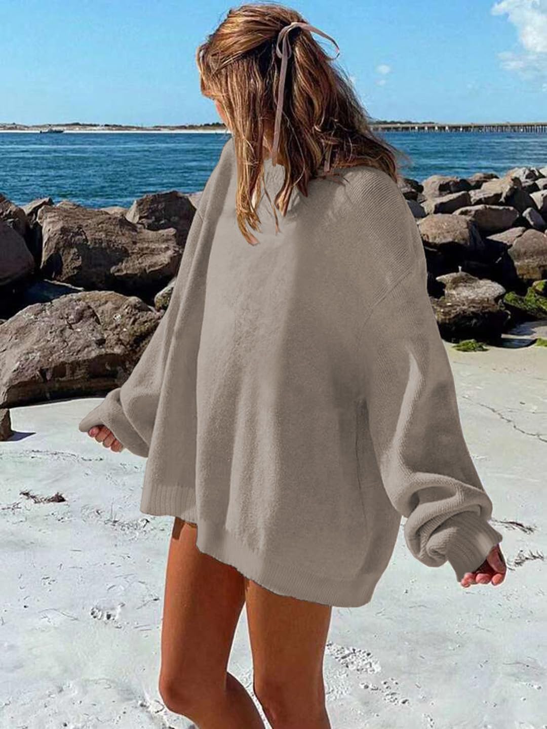 Mrskoala Womens Tops Casual Knit Sweater Long Sleeve Pullover Loose Shirts Fall Clothes - Image 3