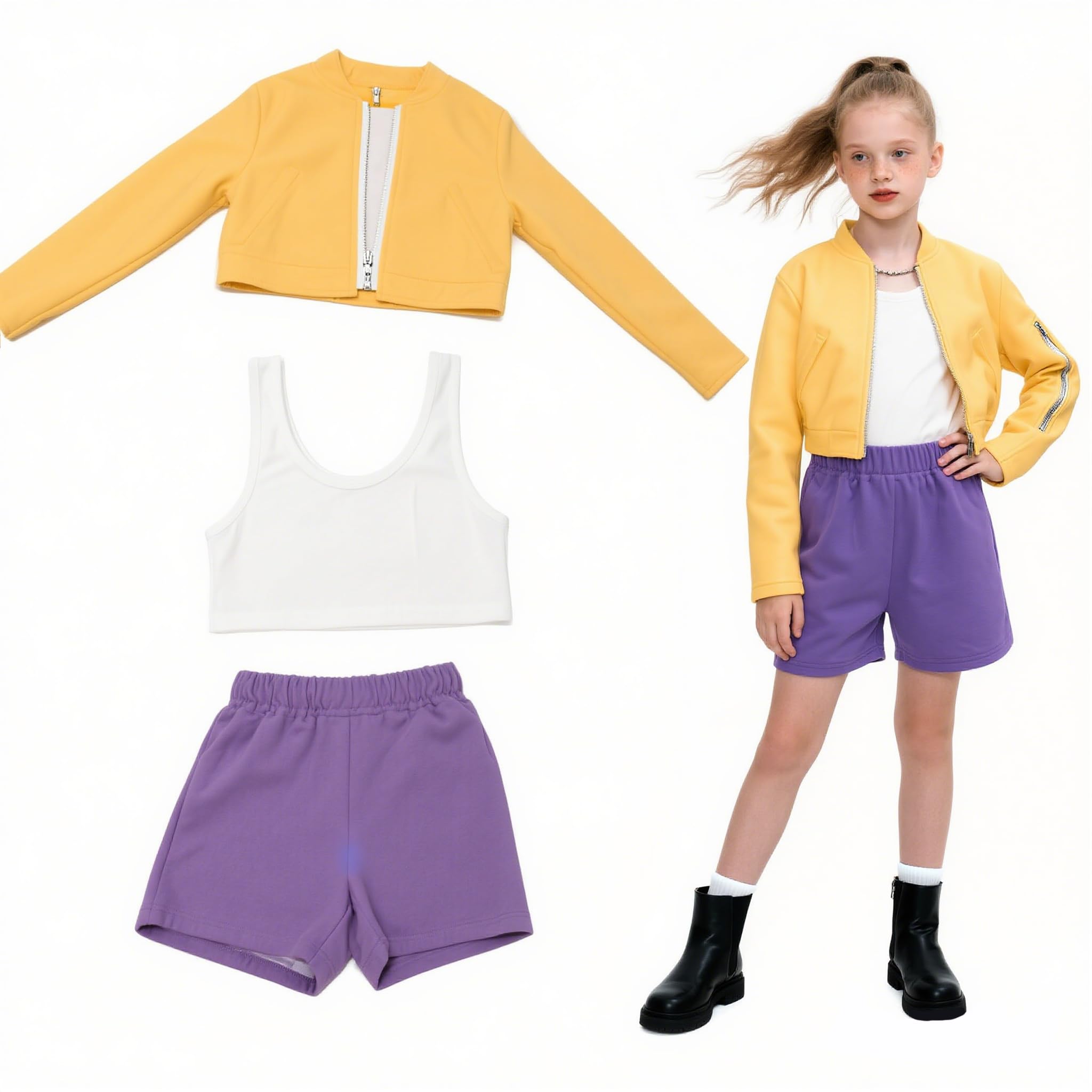 Carreuty Pop Costume for Girls, Pop Idol for 130cm Kids Singers Dress Up Stage & Dance Costume Outfits for Halloween Carnival Cosplay Party Dress Up