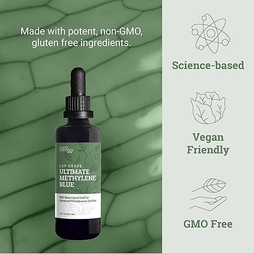 Miniatura 3 de Earth Harmony - Azul de metileno grado farmacéutico 99.99% con cuentagotas - Oro líquido azul de metileno grado USP, sin formaldehído, 2 onzas