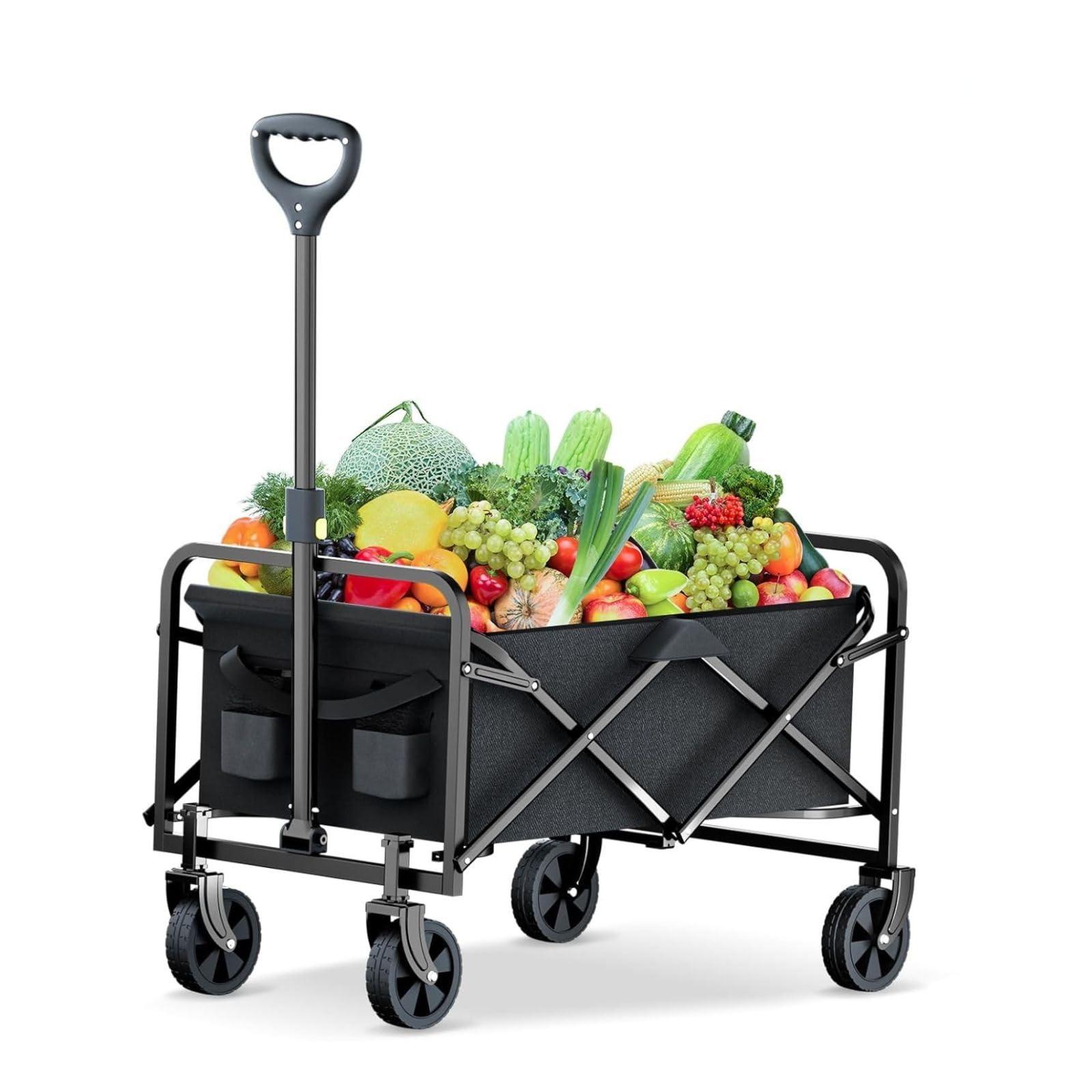 DASCK Carro Plegable con Ruedas Todoterreno 120 kg | Mango Ajustable, Bolsa de Transporte, Plegado Rápido en 3  Segundos | Carrito de Playa, Camping y Jardín