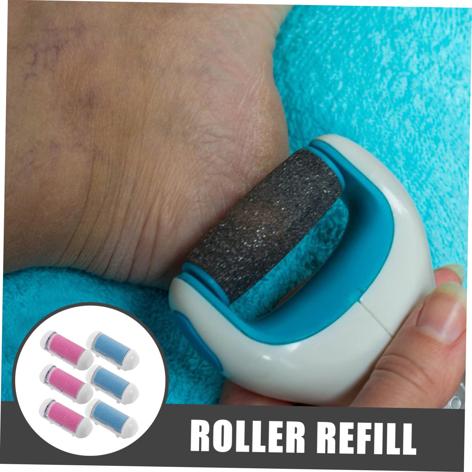 Healvian 30piezas Rodillos De Reemplazo Para Cuidado De Pies Exfoliador De Piel Muerta Compatible Herramienta Eléctrica Resistente Al Agua Rosa y Azul Cada Color